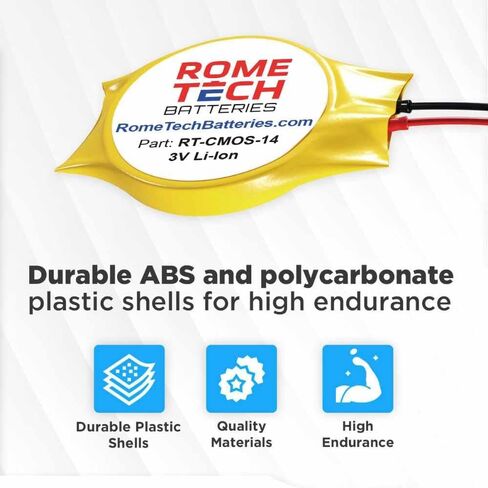 بطارية Rome Tech CR2032W CMOS للوحة الأم Awow Ax41 - بطارية احتياطية للكمبيوتر المحمول BIOS RTC 3V CR 2032 KTS 731 مع موصل FI لكابلين سلكيين (عبوتان) in Saudi Arabia