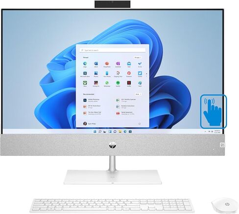 كمبيوتر مكتبي HP Pavilion الكل في واحد بشاشة لمس 27 بوصة FHD IPS (AMD Ryzen 7 5825U 8-Core، ذاكرة الوصول العشوائي 32 جيجابايت، 512 جيجابايت PCIe SSD + 1 تيرابايت HDD (2.5)، AMD Radeon، WiFi 6، BT 5.2، Win 11P) حزمة مع /DKZ المحور in Saudi Arabia