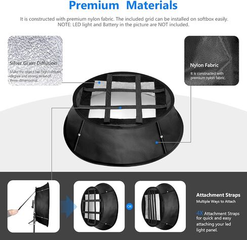 Neewer Collapsible Softbox Diffuser with Honeycomb Grid Compatible with Neewer 480/660/530 LED Light Panels, 11.5x11.5inches Opening with Strap Attachment and Carry Bag for Studio Photo Video Shooting in Saudi Arabia