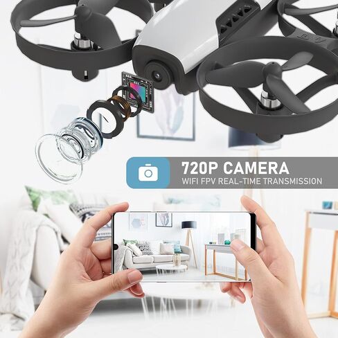 طائرات بدون طيار صغيرة من تشيروينج U61S مع كاميرا للأطفال والكبار بدقة 720 بكسل عالية الدقة 2.4 جيجا هرتز، طائرة رباعية المراوح تعمل بالواي فاي FPV مع تثبيت الارتفاع، بطاريتان باللون الأبيض in Kuwait