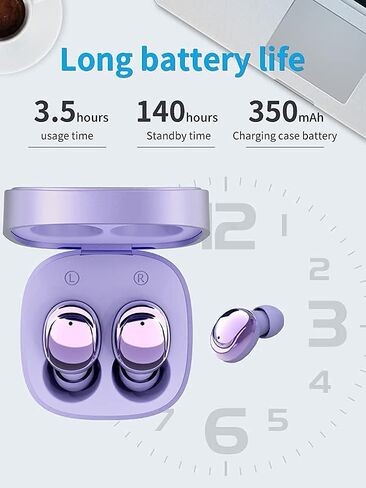 Kenayo Wireless Earbuds Pro 2022 for Android, iOS, Laptop, Tablet with Bluetooth with Charging Case Touch Control Sound with Deep Bass Auto Pairing Headphones for Sports, Travel & Gym (Purple) in Saudi Arabia