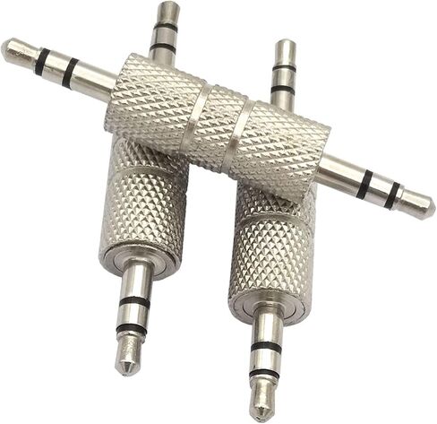 NW GenHaoQi 3Pcs Metal Silver 3 Pole 3.5mm Male to Male Audio Adapter, 1/8 Coupler Joiner Stereo Jack Adapter Connectors, Compatible for Laptop MP3 Miniature TV Tuning Equipment Car Audio, etc. in Saudi Arabia