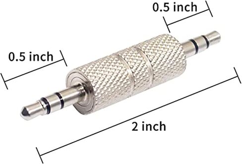 NW GenHaoQi 3Pcs Metal Silver 3 Pole 3.5mm Male to Male Audio Adapter, 1/8 Coupler Joiner Stereo Jack Adapter Connectors, Compatible for Laptop MP3 Miniature TV Tuning Equipment Car Audio, etc. in Saudi Arabia