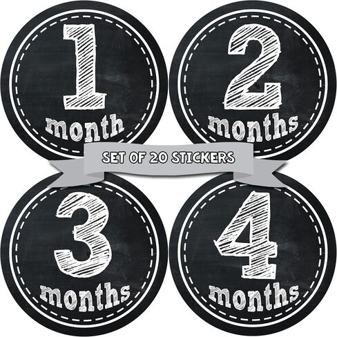 Months In Motion Baby Monthly Milestone Stickers - First Year Set of Baby Month Stickers for Newborn Photo Keepsakes (Gender Neutral - Boy or Girl Set of 20) in Saudi Arabia