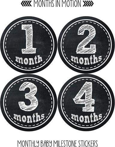Months In Motion Baby Monthly Milestone Stickers - First Year Set of Baby Month Stickers for Newborn Photo Keepsakes (Gender Neutral - Boy or Girl Set of 20) in Saudi Arabia