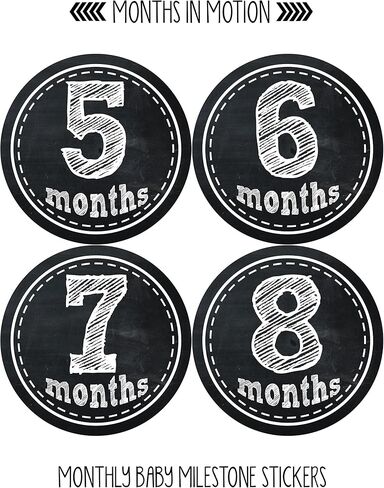 Months In Motion Baby Monthly Milestone Stickers - First Year Set of Baby Month Stickers for Newborn Photo Keepsakes (Gender Neutral - Boy or Girl Set of 20) in Saudi Arabia