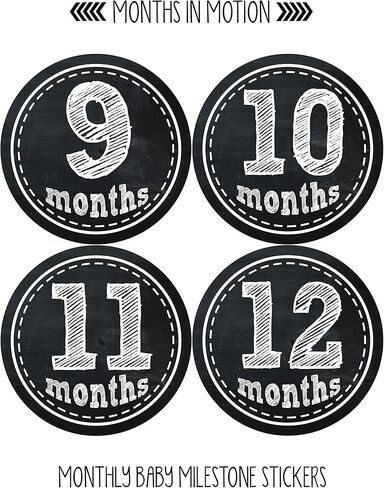 Months In Motion Baby Monthly Milestone Stickers - First Year Set of Baby Month Stickers for Newborn Photo Keepsakes (Gender Neutral - Boy or Girl Set of 20) in Saudi Arabia