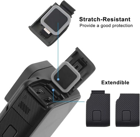 GOHIGH باب جانبي بديل لـ GoPro Hero 6/5 أسود، غطاء USB-C HDMI جزء إصلاح باب البطارية الواقي لمنفذ الشحن إصلاح جزء ملحقات كاميرا العمل in Kuwait