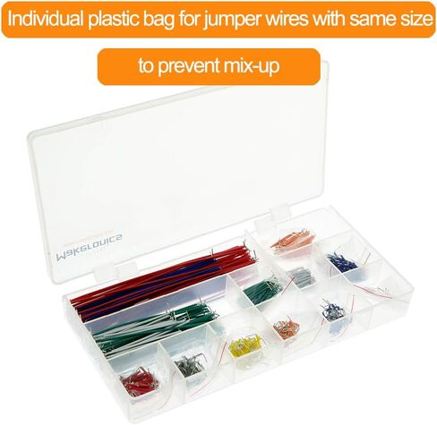 مجموعة أسلاك التوصيل النحاسية النقية 560 قطعة من Makeronics | أسلاك لوح تجارب بدون لحام مع 14 طولًا متنوعًا لدوائر اللحام | إلكترونيات | اردوينو أو راسبيري باي in Kuwait
