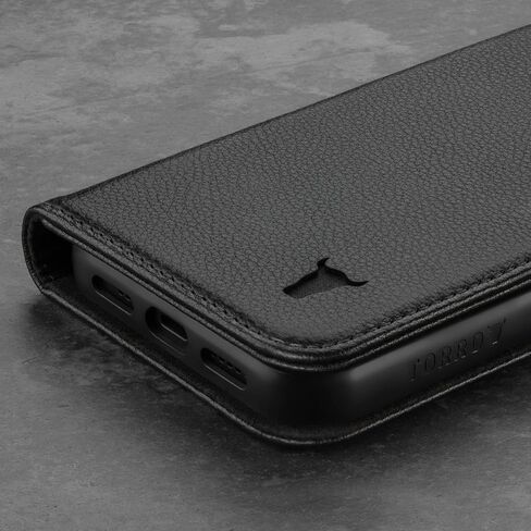 حافظة جلدية TORRO متوافقة مع هاتف iPhone 12 Pro Max - حافظة/غطاء محفظة من الجلد الأصلي مع حامل للبطاقات ووظيفة الحامل (أحمر) in Kuwait