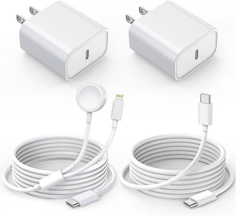 Apple Watch Charger[Apple MFi Certified]6FT Upgraded 2 in 1 iPhone and iWatch Magnetic Fast Charging Cable,USB C to C Cord with 20W Fast PD Adapter[2PK]for Apple Watch Series 9/8/7,iPhone 15/14,iPad in Kuwait