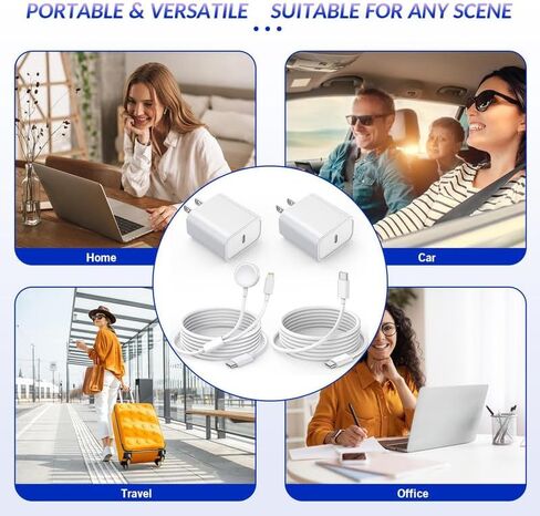 Apple Watch Charger[Apple MFi Certified]6FT Upgraded 2 in 1 iPhone and iWatch Magnetic Fast Charging Cable,USB C to C Cord with 20W Fast PD Adapter[2PK]for Apple Watch Series 9/8/7,iPhone 15/14,iPad in Kuwait