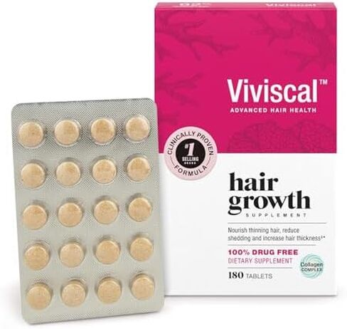 Viviscal Hair Growth Supplements for Women to Grow Thicker, Fuller Hair, Clinically Proven with Proprietary Collagen Complex, 60 Count (Pack of 1), 1 Month Supply in Saudi Arabia