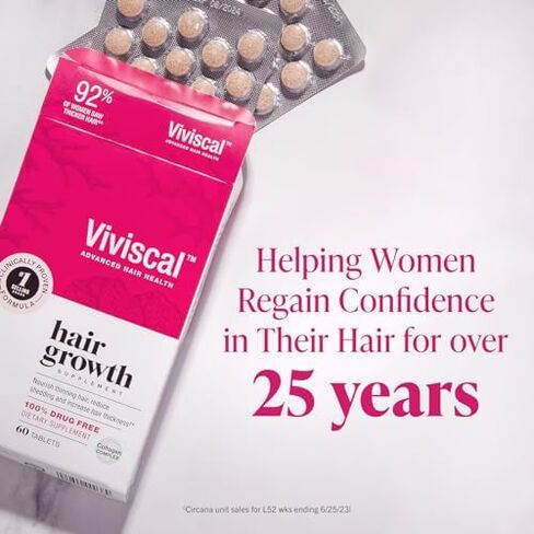 Viviscal Hair Growth Supplements for Women to Grow Thicker, Fuller Hair, Clinically Proven with Proprietary Collagen Complex, 60 Count (Pack of 1), 1 Month Supply in Saudi Arabia