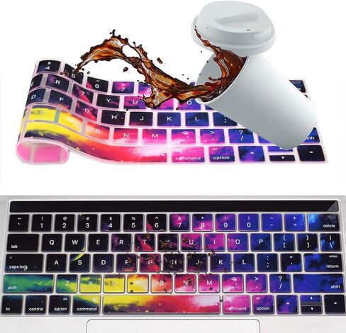 Funut متوافق مع غطاء لوحة المفاتيح MacBook Pro Touch Bar مقاس 13 بوصة من السيليكون للوحة المفاتيح و15 بوصة رفيع للغاية من مادة TPU 2019-2016 (موديل A2159 A1989 A1990 A1706 A1707) واقي الجلد - Nebula in Kuwait