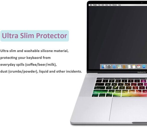 Funut متوافق مع غطاء لوحة المفاتيح MacBook Pro Touch Bar مقاس 13 بوصة من السيليكون للوحة المفاتيح و15 بوصة رفيع للغاية من مادة TPU 2019-2016 (موديل A2159 A1989 A1990 A1706 A1707) واقي الجلد - Nebula in Kuwait