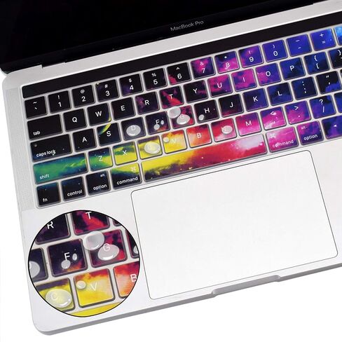 Funut متوافق مع غطاء لوحة المفاتيح MacBook Pro Touch Bar مقاس 13 بوصة من السيليكون للوحة المفاتيح و15 بوصة رفيع للغاية من مادة TPU 2019-2016 (موديل A2159 A1989 A1990 A1706 A1707) واقي الجلد - Nebula in Kuwait