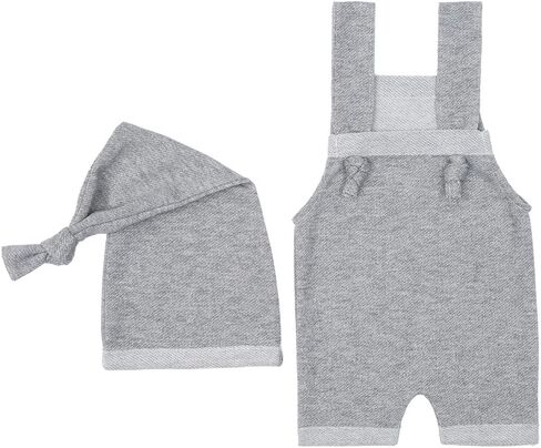 بدلة تصوير للأطفال حديثي الولادة رومبير للأولاد والبنات ملابس داخلية لصور الأطفال حديثي الولادة من الكروشيه دعائم للأطفال الرضع قبعة متماسكة (بني) in Kuwait