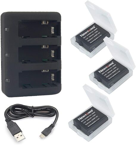 بطارية بديلة 1200 مللي أمبير في الساعة AHDBT-401 من نيوموا (3 قطع) وشاحن سريع ثلاثي قنوات لكاميرا GoPro AHDBT-401 وAHBBP-401 وGoPro Hero 4 in Kuwait