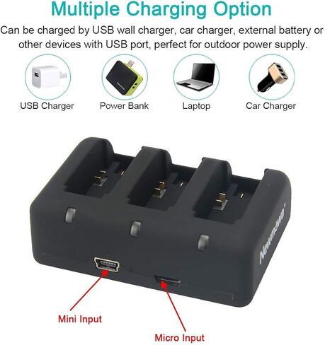 بطارية بديلة 1200 مللي أمبير في الساعة AHDBT-401 من نيوموا (3 قطع) وشاحن سريع ثلاثي قنوات لكاميرا GoPro AHDBT-401 وAHBBP-401 وGoPro Hero 4 in Kuwait