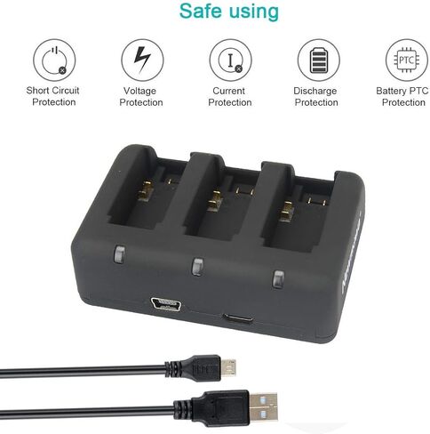 بطارية بديلة 1200 مللي أمبير في الساعة AHDBT-401 من نيوموا (3 قطع) وشاحن سريع ثلاثي قنوات لكاميرا GoPro AHDBT-401 وAHBBP-401 وGoPro Hero 4 in Kuwait