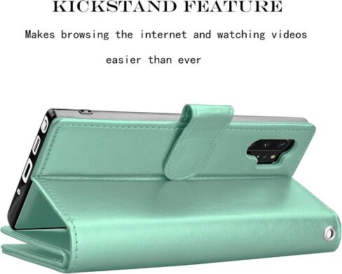 Njjex Wallet Case for Samsung Galaxy Note 10 Plus, for Galaxy Note 10+ Plus 5G Case, [9 Card Slots] PU Leather ID Credit Holder Folio Flip [Detachable] Kickstand Magnetic Phone Cover & Lanyard [Mint] in Kuwait