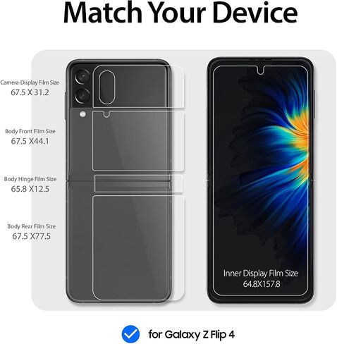 واقي شاشة فاخر من الزجاج الأبيض من DOME GLASS لهاتف Samsung Galaxy Z Flip 4 2022، طبقة TPU شفافة عالية الدقة مع طبقة غطاء مفصلية in Saudi Arabia
