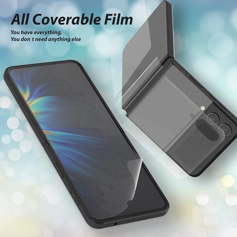 واقي شاشة فاخر من الزجاج الأبيض من DOME GLASS لهاتف Samsung Galaxy Z Flip 4 2022، طبقة TPU شفافة عالية الدقة مع طبقة غطاء مفصلية in Saudi Arabia