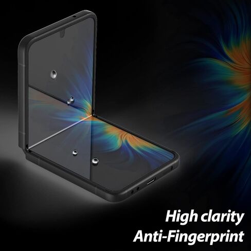 واقي شاشة فاخر من الزجاج الأبيض من DOME GLASS لهاتف Samsung Galaxy Z Flip 4 2022، طبقة TPU شفافة عالية الدقة مع طبقة غطاء مفصلية in Saudi Arabia