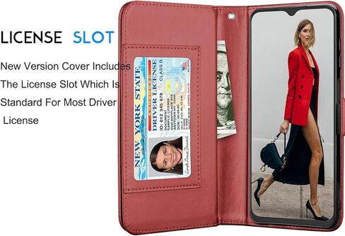 Galaxy A12 Case, Galaxy A12 5G Wallet Case, Tekcoo Luxury PU Leather Cash Credit Card Slots Holder Carrying Folio Flip Cover [Detachable Magnetic Hard Case] Kickstand for Samsung Galaxy A12 [Wine Red] in Kuwait