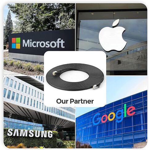 Musment Cat 8 Ethernet Cable 10ft, High Speed Ethernet Cord, Slim LAN Cable with RJ45, Weatherproof Flat Internet Network Patch Cord, Black in Kuwait