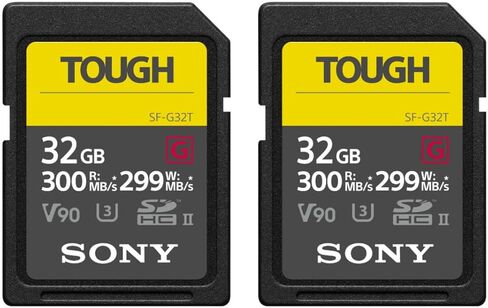 Sony 32GB UHS-II Tough G-Series SD Card with Read speeds up to 300MB/s, and Write speeds up to 299MB/s - Waterproof and Dustproof (2-Pack) in Kuwait