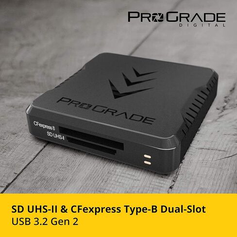 قارئ بطاقات ذاكرة سي اف اكسبريس نوع B وSD UHS-II ثنائي الفتحة من برو جريد ديجيتال | USB 3.2 الجيل الثاني لصانعي الأفلام المحترفين والمصورين وصانعي المحتوى in Kuwait