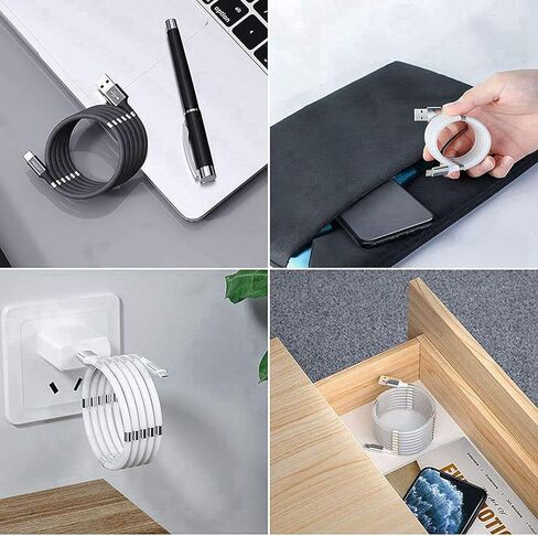 جيه جيه كيه كيه زد في زد كيبل شحن مغناطيسي مطور من النوع سي، كيبل نقل بيانات USB C قابل للسحب، كيبل ملفوف من النوع C بطول 3 اقدام مع انبوب حماية ناعم لجميع اجهزة شحن USB نوع C واجهزة التابلت in Kuwait