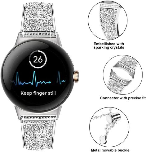YOFUNTLE Compatible for Google Pixel Watch 2 Bands,Women No Gap Jewelry Rhinestone Diamond Metal Bangle Bling Pixel Watch Bracelet Replacement Wristband for Google Pixel Watch 2/Pixel Watch in Kuwait