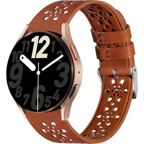 Leather Band Compatible with Samsung Galaxy Watch 5/ Watch 6/4 40mm 44mm/ Watch 5 Pro 45mm/ Watch 4 Classic 42mm 46mm, 20mm Breathable hollowed-out Quick Release watch band for Galaxy Active 2 40 44mm/Active 40mm/Watch 3 41mm/Galaxy Watch 42mm