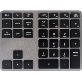 لوحة ارقام بلوتوث من ام سي سايت، لوحة ارقام لاسلكية متعددة الاجهزة، وضع مزدوج من الالومنيوم 3 في 1 (BT1+BT2+USB) لوحة ارقام بلوتوث رفيعة محمولة 10 مفاتيح للابتوب وماك بوك اير/برو واي ماك وسيرفس برو in Kuwait