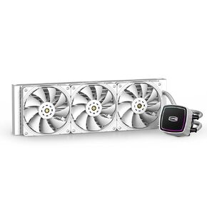 مبرد سائل لوحدة المعالجة المركزية PCCOOLER DE360 مع مضخة ARGB مزدوجة ومراوح تبريد قوية، مبرد سائل لنظام تبريد المياه AIO 360 مم TDP 310 وات لوحدة المعالجة المركزية Intel LGA115X/1200/1700/20XX، AMD AM3/AM4/AM5، أبيض in Kuwait