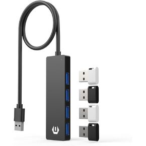 USB 3.0 Hub, TOTU 4-Port USB Hub Extra Light Data Hub USB Adapter, 5Gbps Data Transfer for Laptop, Xbox, Flash Drive, Console, HDD, Printer, Camera, Keyborad, Mouse, and etc. in Kuwait