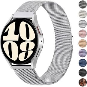 Metal Band Compatible with Samsung Galaxy Watch 6 Bands 40mm 44mm, Galaxy Watch 6 Classic Band 43mm 47mm, 20mm Stainless Steel Replacement Strap for Galaxy Watch 6 Band Women Men
