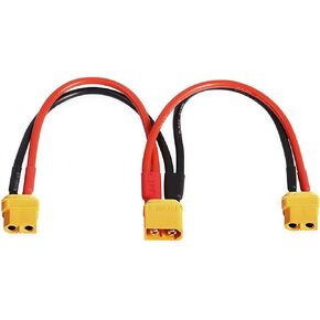 XMSJSIY XT60 Y Splitter Female to 2 Male Adapter Parallel Battery Connector Extension Cable Wire Cord 12AWG for Multirotors RC LiPo Battery - 20CM /0.65FT