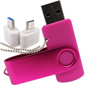 محركات أقراص فلاش USB ذات سعة صغيرة، محركات أقراص إبهامية مع 1 OTG (Micro USB) ومحول واحد من النوع C (USB-C) للهاتف المحمول (وردي 1 جيجابايت) in Kuwait
