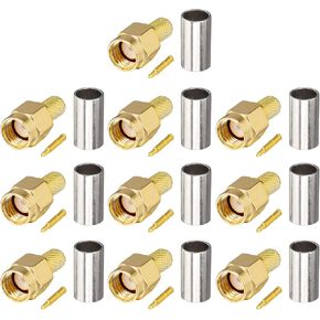 BOOBRIE 10-Pack SMA Crimp Connector SMA Male Crimp Solder Attachment Straight Adapter 50 Ohm Gold Plated for RG58 RG142 LMR195 Coaxial Cable in Kuwait