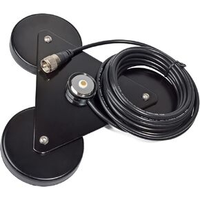 TWAYRDIO Triplex Magnet for NMO Antenna, Magnetic Mount Heavy Duty Antenna Base NMO Connector W/16.4ft Low Loss RG58 Coaxial Cable PL259 Plug for HF VHF UHF CB Mobile Antennas in Saudi Arabia