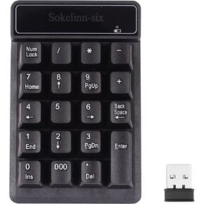 Sokelinn-six Numeric Keyboard,2.4G Wireless 19 Keyboard Number Pad Silent Keypad USB Receiver for Laptop Notebook Windows System in Kuwait