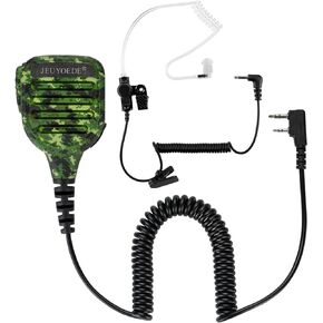 JEUYOEDE Waterproof IP56 Handheld Speaker Microphone with 3.5mm Earpiece Jack Compatible with Kenwood 2 Pin Radios (Yellow Camouflage)