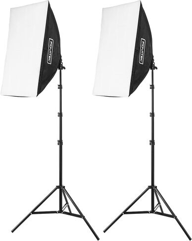 طقم إضاءة ستوديو فلورسنت 2-Light من Fovitec، صناديق سوفت بوكس ​​سريعة الإعداد مقاس 20 × 28 بوصة، ضوء مستمر 650 وات وحوامل للصور وصور المنتجات ومدونات الفيديو ومؤتمرات الفيديو والبث المباشر in Kuwait