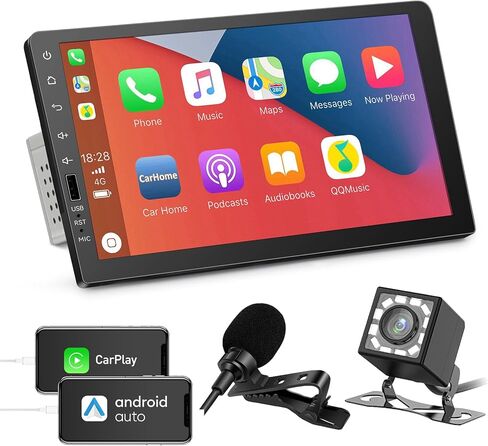 ستيريو سيارة من اكتاسيان سينغل دين مع ابل كاربلاي واندرويد اوتو، ستيريو سيارة 9 انش مع بلوتوث، دي اس بي، منفذ USB/SD، صوت سيارة مع شاشة IPS، مستقبل راديو اف ام، كاميرا احتياطية in Kuwait