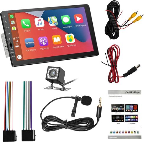 ستيريو سيارة من اكتاسيان سينغل دين مع ابل كاربلاي واندرويد اوتو، ستيريو سيارة 9 انش مع بلوتوث، دي اس بي، منفذ USB/SD، صوت سيارة مع شاشة IPS، مستقبل راديو اف ام، كاميرا احتياطية in Kuwait