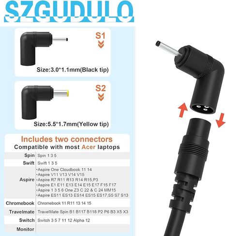 19V 3.42A 65W استبدال شاحن الكمبيوتر المحمول Acer Chromebook 11 13 14 15 R11 CB3 CB5 C740 C720 C720p C738T C731 CB3-532، Acer aspire 5 E15 V5 V7 V3 R3 R7 S3 E1 M5 Series E5-575 5250 5253 5349 5 532 in Kuwait